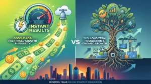 Google Ads vs SEO comparison for Houston businesses